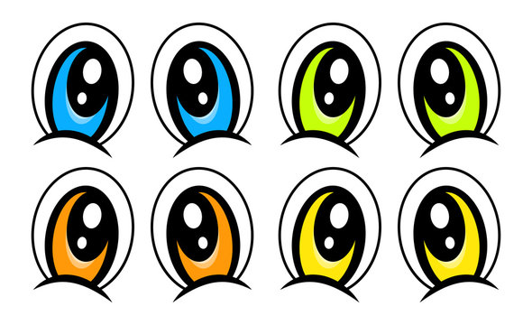 cartoon eyes set vector symbol icon design.