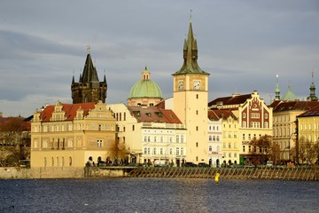Fototapeta premium Architecture from Prague and cloudy sky