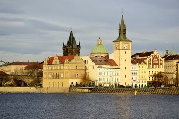 Architecture from Prague and cloudy sky