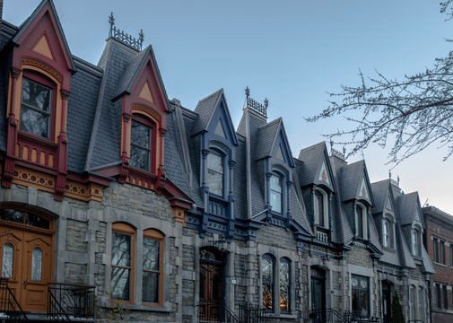 Colorful Victorian Houses in Square Saint Louis - Montreal, Quebec, Canada