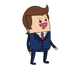 happy businessman cartoon icon over white background. colorful design. vector illustration
