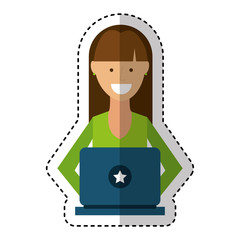 person using computer icon vector illustration design