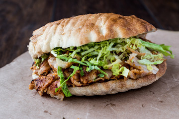 Turkish Chicken Doner Sandwich with pide.