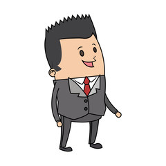 happy businessman cartoon icon over white background. colorful design. vector illustration