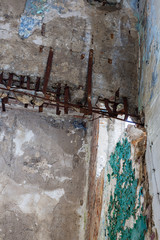 texture of the old blank walls, peeling paint, rough plaster, abstract background and a banner copy space