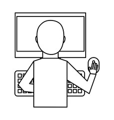 person using computer icon vector illustration design