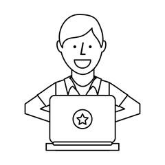 person using computer icon vector illustration design
