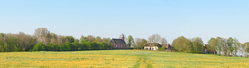 Panorama of the village Rottum built on a terp - mound