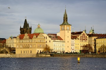 Fototapeta premium Architecture from Prague and cloudy sky