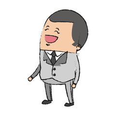 happy businessman cartoon icon over white background. colorful design. vector illustration