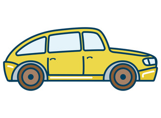 Fototapeta premium Yellow Car in Flat Style