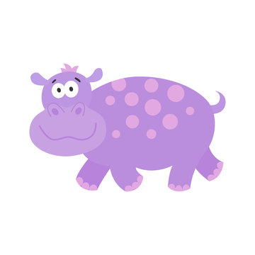 Cute  cartoon  hippo isolated  on white background.
