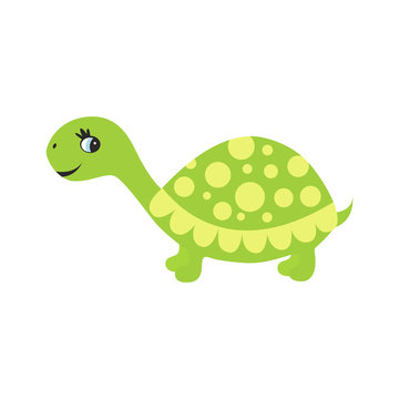 Cute cartoon turtle  isolated on white  background.