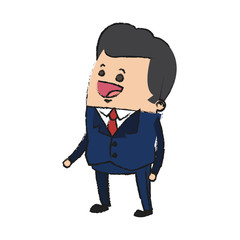 happy businessman cartoon icon over white background. colorful design. vector illustration