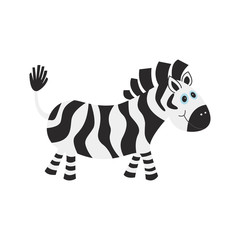 Funny cartoon zebra isolated on white background.
