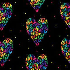 Seamless pattern with colorful heart