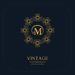 Monogram design elements, graceful template. Calligraphic elegant line art logo design. Letter emblem sign M for Royalty, business card, Boutique, Hotel, Heraldic, Jewelry. Vector illustration