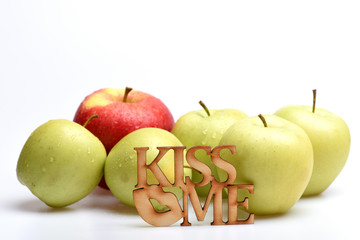 red and green apple fruit with 