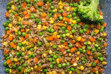 Fried vegetables in a pan