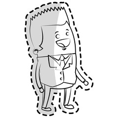 happy businessman cartoon icon over white background. vector illustration