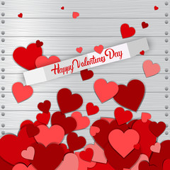 Valentine Day Gift Card Holiday Love Heart Shape Flat Vector Illustration