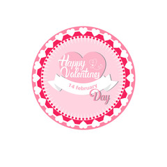 Valentine Day Gift Card Holiday Love Sticker Stamp Flat Vector Illustration