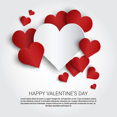 Valentine Day Gift Card Holiday Love Heart Shape Flat Vector Illustration