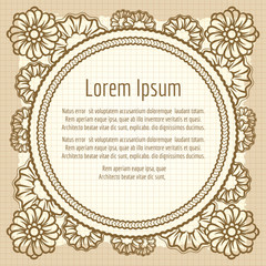 Decorative hand drawn frame on vintage background. Vector illustration