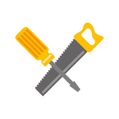 handsaw and screwdriver tools isolated icon vector illustration design