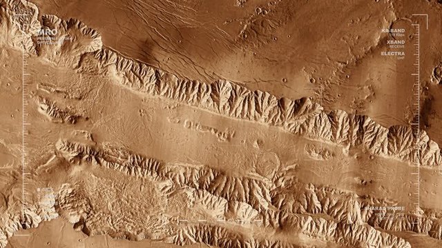 MRO mapping flyover of western section of Coprates Chasma, Mars. Clip loops and is reversible. Scientifically accurate HUD. Data: NASA/JPL/USGS 