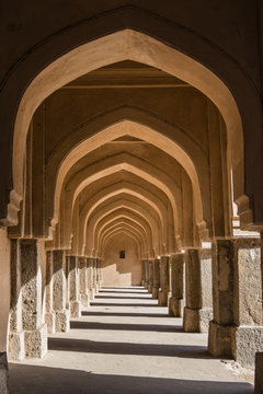 arches of side wall at rajaon ki baoli in Mehrauli archaeological park, Mehrauli, Delhi, India, Asia.