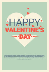 Obraz premium Valentine Day Gift Card Holiday Love Heart Shape Flat Vector Illustration