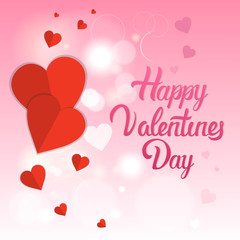 Valentine Day Gift Card Holiday Love Heart Shape Flat Vector Illustration