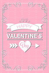 Valentine Day Gift Card Holiday Love Heart Shape Flat Vector Illustration