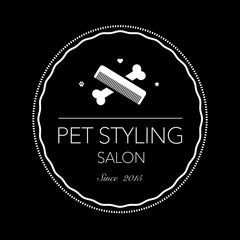 Logo for pet hair salon, styling and grooming shop, store for dogs and cats. Vector illustration