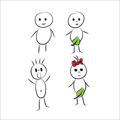 Hand-drawn boys and girls. little People