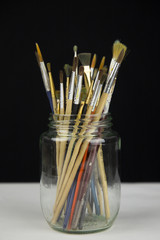 Oil Painting Brushes in glass