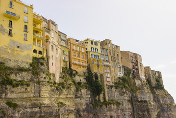 Fototapeta na wymiar Tropea, Italy, Calabria, the houses are built on a high rock above the sea 