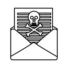 Hacker skull alert isolated icon vector illustration design