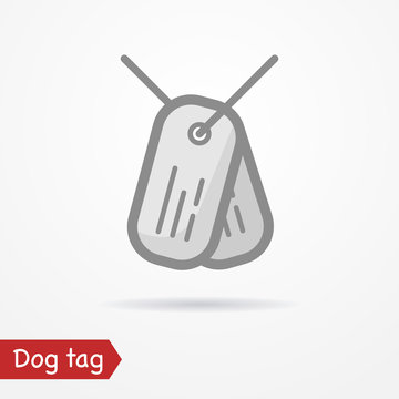 Typical simplistic army tag plates. Dog tag isolated icon in flat line style with shadow. Military and war vector stock image.