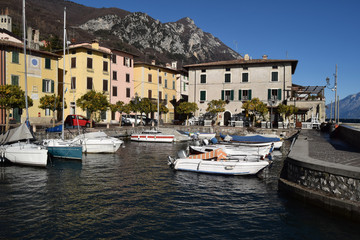 Fototapeta na wymiar The small port of Bogliaco on Lake Garda - Italy