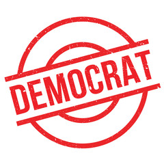 Democrat rubber stamp. Grunge design with dust scratches. Effects can be easily removed for a clean, crisp look. Color is easily changed. © lkeskinen