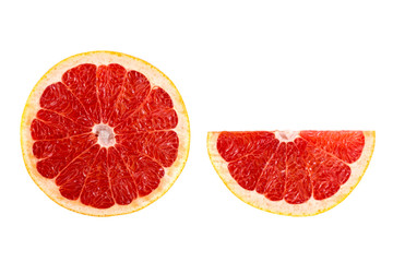 bright juicy round slices of grapefruit isolated on white background