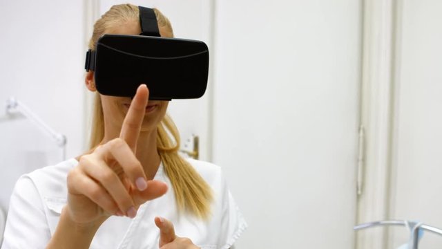 Doctor using virtual reality headset