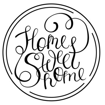 Vector home sweet lettering text isolated free style.