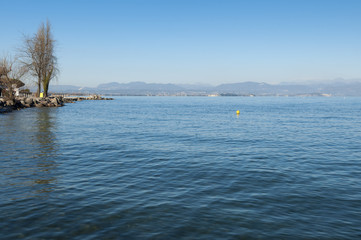 View from a Lake Garda beach during winter, from Peschiera del G
