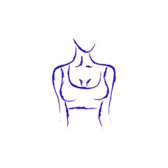 Vector image of a woman's body. Beautiful shape. Turn right. Female bust. . Drawing paint