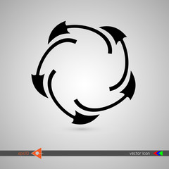 Arrows along circle. Black sign on white background. Vector illustration web internet design element.