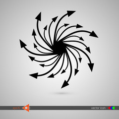 Arrows along circle. Black sign on white background. Vector illustration web internet design element.