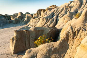 Erosion at Theodore Roosevelt National Park at sunrise, ND